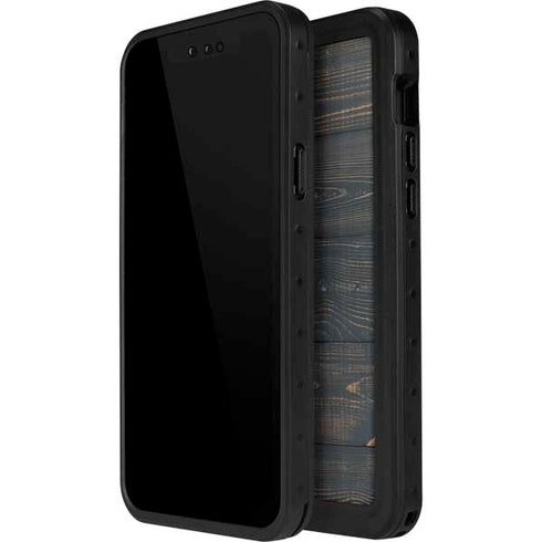 Black Painted Wood iPhone 15 Pro Waterproof Case
